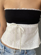 Bandeau-Crop-Top mit kontrastierender Spitze